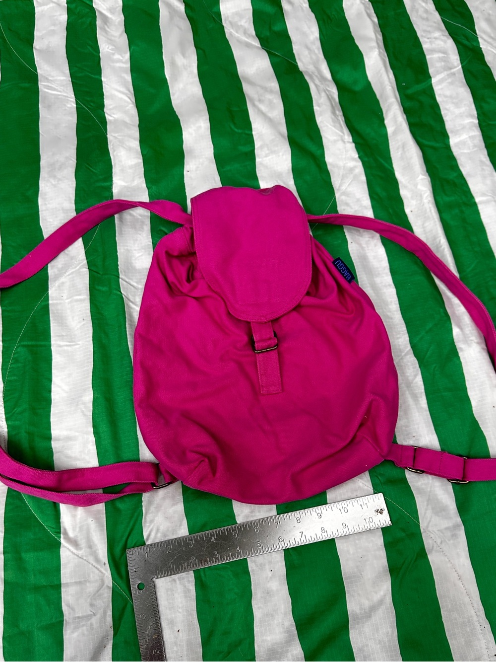 BAGGU drawstring pink backpack
